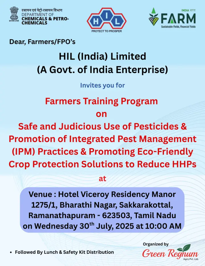 Invitation for Farmer Training Program for Ramanathapuram Tamil Nadu